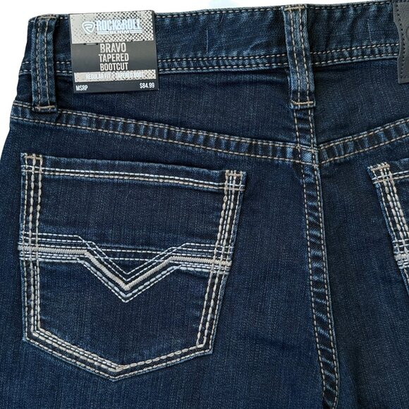 NEW Rock & Roll Denim Men's Bravo High Rise Tapered Bootcut Jeans (32x34) - Picture 9 of 9